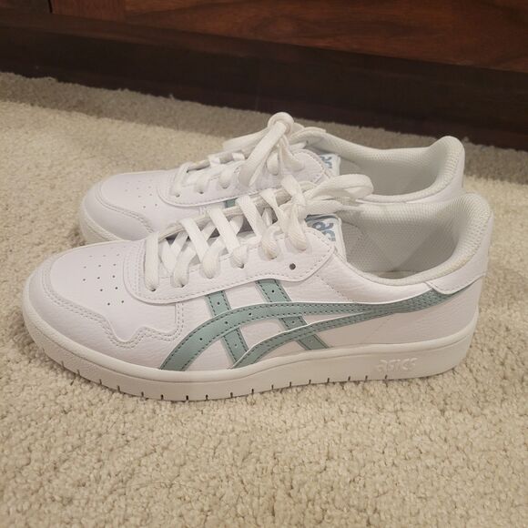 NWOB ASICS Japan S Women's Sneakers Shoes Size 7 EU 38 White/Ocean Haze Leather - Picture 9 of 10
